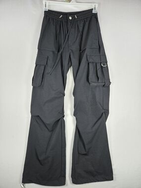 VBRT Black Wide Leg Cargo Pants Gorpcore Y2K Utility Parachute Rave Pants 4
